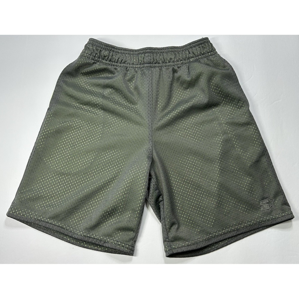 Starter Athletic Shorts Boys Small Gray Lime Green Activewear Pull On Basketball